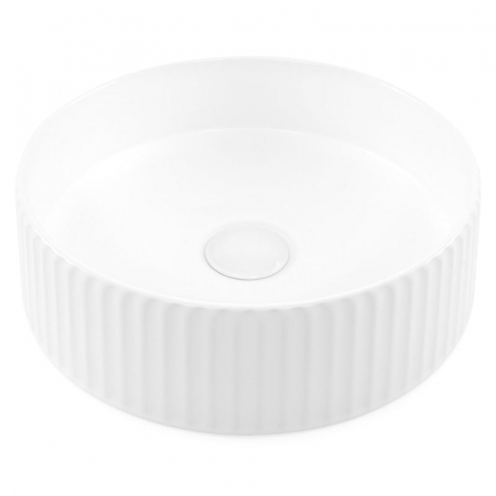 Lavoar rotund pe blat, cu riflaje 3D, alb lucios, Imperial Foglia [5]