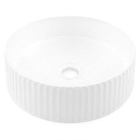 Lavoar rotund pe blat, cu riflaje 3D, alb lucios, Imperial Foglia [4]