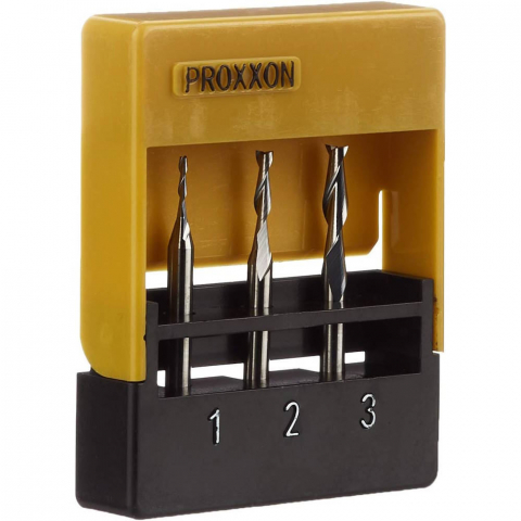 SCULE SI UNELTE - Set 3 freze tungsten, 2 caneluri, Proxxon 27116, 1.0-2.0-3.0mm, ax 3.0mm
