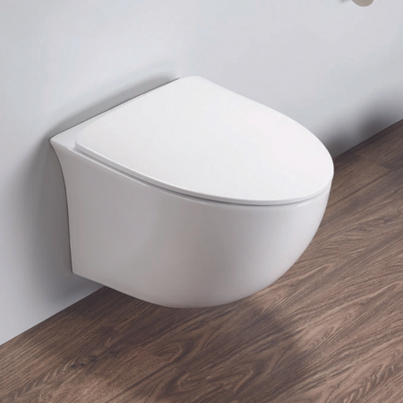 VASE WC - Set vas wc rimless suspendat, asimetric, cu capac softclose, Foglia Alice