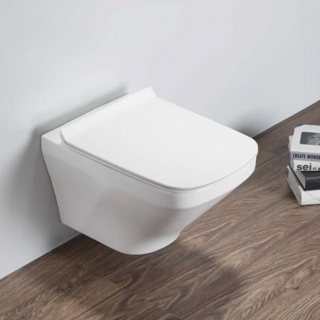 VASE WC - Set vas wc rimless suspendat, dreptunghiular, capac slim softclose, Foglia Bristol