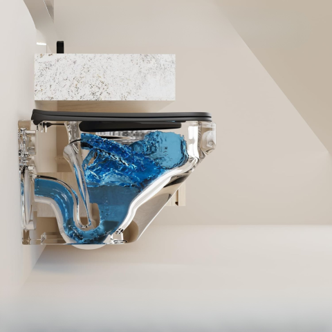 Set vas wc rimless suspendat negru mat, dreptunghiular, capac slim softclose, Foglia Bristol [6]