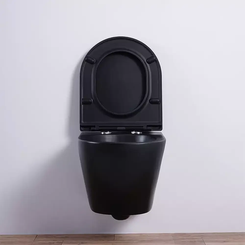 Set vas wc rimless suspendat, negru mat Rotund, cu capac soft close Foglia Oslo [5]