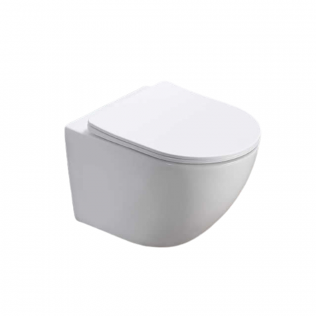 VASE WC - Set vas wc rimless suspendat, Rotund, Foglia Oslo si capac softclose alb