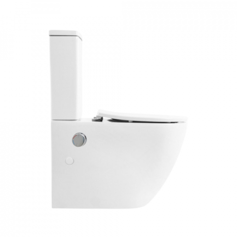 Set vas wc stativ cu functie de bideu, rezervor si capac soft close, alb lucios, Foglia Eco [7]