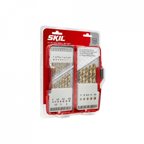 SCULE SI UNELTE - SKIL 2610S00918 set 21 burghie HSS, varf de 135°, pentru gaurire in otel, lemn si plastic