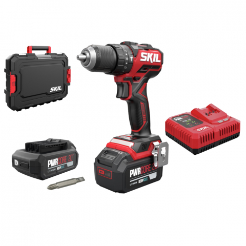 Masini de gaurit si insurubat - SKIL 3075 HA masina de gaurit cu percutie, 0-500/0-1800/min, compact Brushless, geanta de transport+set de 6 biti, incarcator, 2xAccu