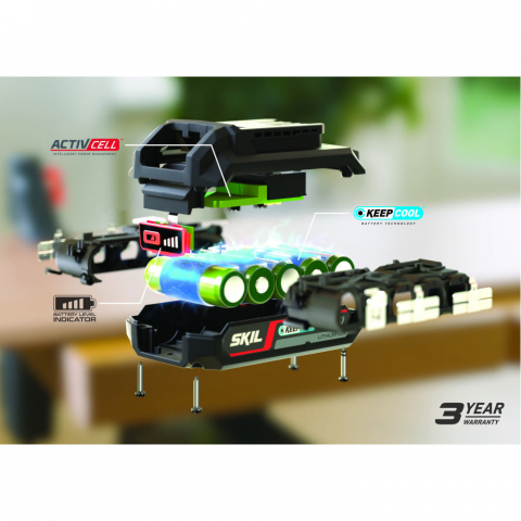 SKIL 3112 BA, Set incarcator si doi acumulatori Li-Ion 20V Max, 4.0Ah, PWRCORE 20, indicator LED [3]