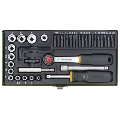 SCULE SI UNELTE - Trusa de biti si chei tubulare, Proxxon 23070, 1/4", 39 buc