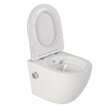 Vas wc suspendat cu functie bideu, semirotund, rimless si baterie crom Foglia Oslo [1]