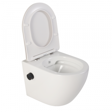 Vas wc suspendat cu functie bideu, negru mat, apă calda/rece, spalare rimless, baterie inclusa Foglia Oslo [1]
