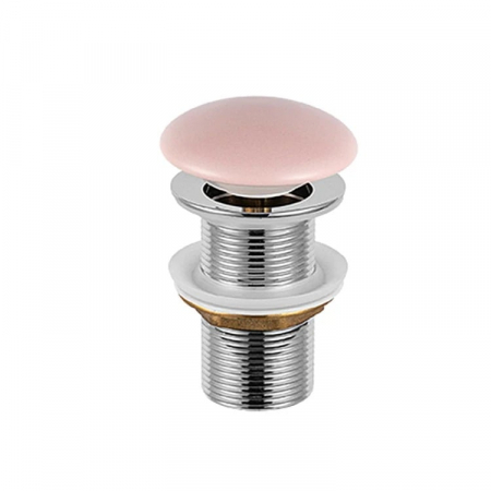 CHIUVETE - Ventil lavoar click-clack cu capac ceramic roz mat fara preaplin, Foglia