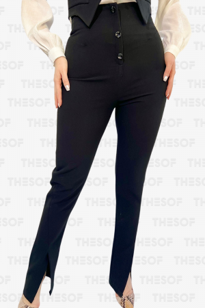 Pantaloni - Pantalon drept cu talie inalta