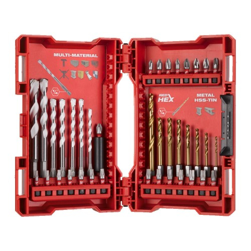 Set burghie ShockWave HSS-TiN + burghie multimaterial + biti MILWAUKEE 39buc (4932479854) [1]