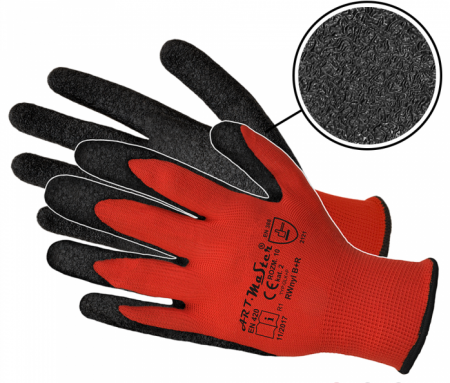 Manusi de protectie - manusi-antiintepatura-rosii-imersate-in-latex-negru-rwnyl