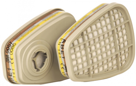 Masti protectie respiratorie - Set 2 Filtre pentru masca 3M™ 6057 protectie ABE1, protejează împotriva gazelor și a vaporilor organici