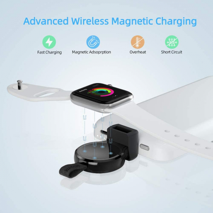 Incarcator portabil pentru Apple Watch magnetic, TIENTEN, fast Charger, incarcare magnetica, USB, 2W [7]