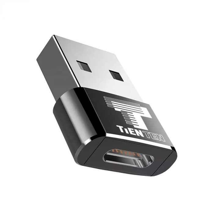 Adaptor OTG USB 2.0 la USB-C, Tienten, USB Type C, USB-A, negru [1]