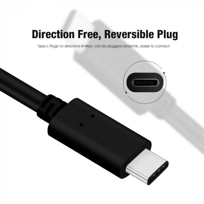 Cablu de incarcare si transfer de date USB-C la USB-C, 5V, 3A, 1m, Negru [4]