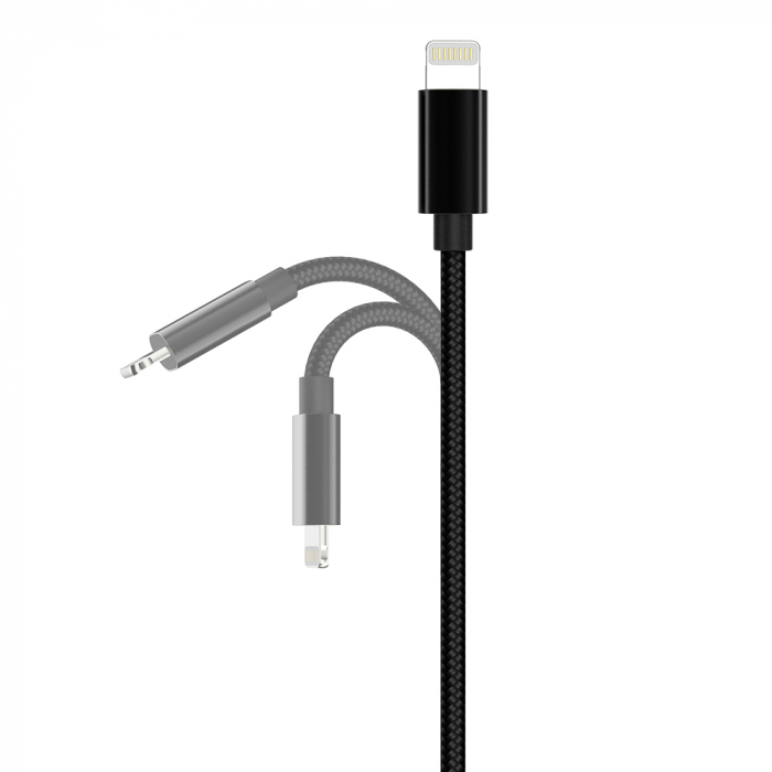 Cablu de incarcare si transfer de date USB la Lightning, 5V, 3A, 1m, Negru [7]
