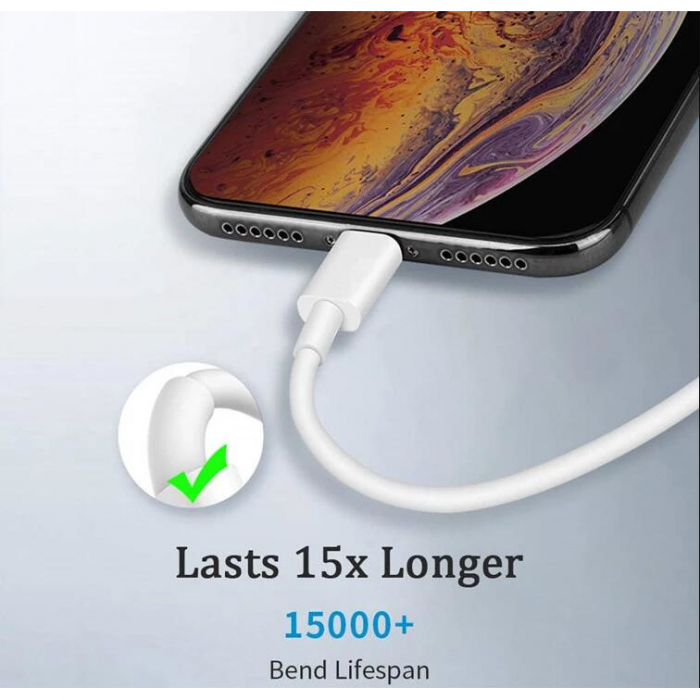 Cablu de incarcare si transfer de date USB-C la Lightning, 5V, 3A, 1m, alb, TIENTEN, [5]