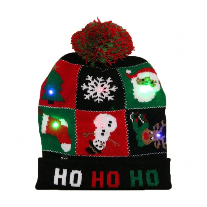 Caciula cu motiv de Craciun cu lumina LED, TIENTEN, unisex, marime universala, model TTC13 [1]