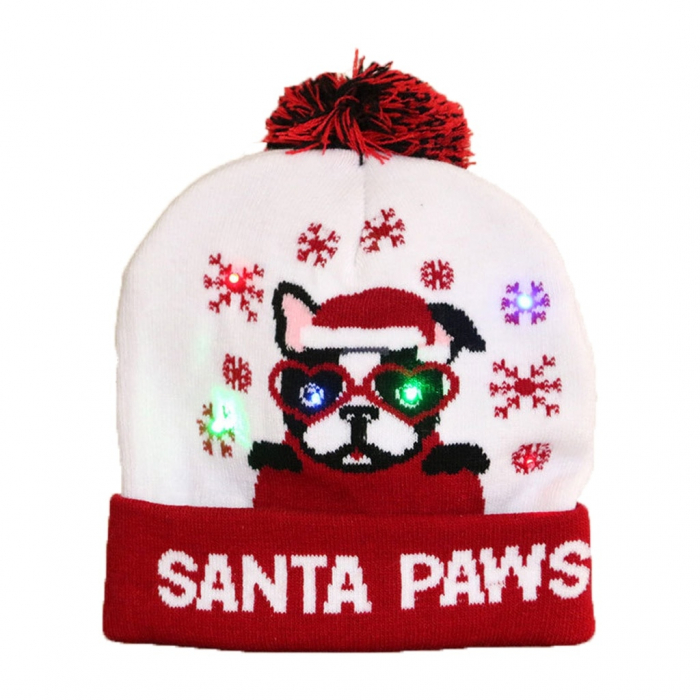 Caciula cu motiv de Craciun cu lumina LED, TIENTEN, unisex, marime universala, model TTC14 [1]