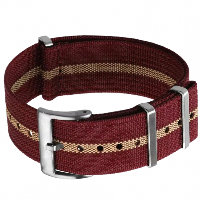 Curea ceas Nato Ribbed Nylon, Tienten, material textil, 20 mm, caramiziu cu bej [4]