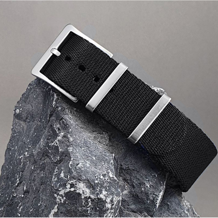 Curea ceas Nato Ribbed Nylon, Tienten, material textil, 20 mm, negru [4]