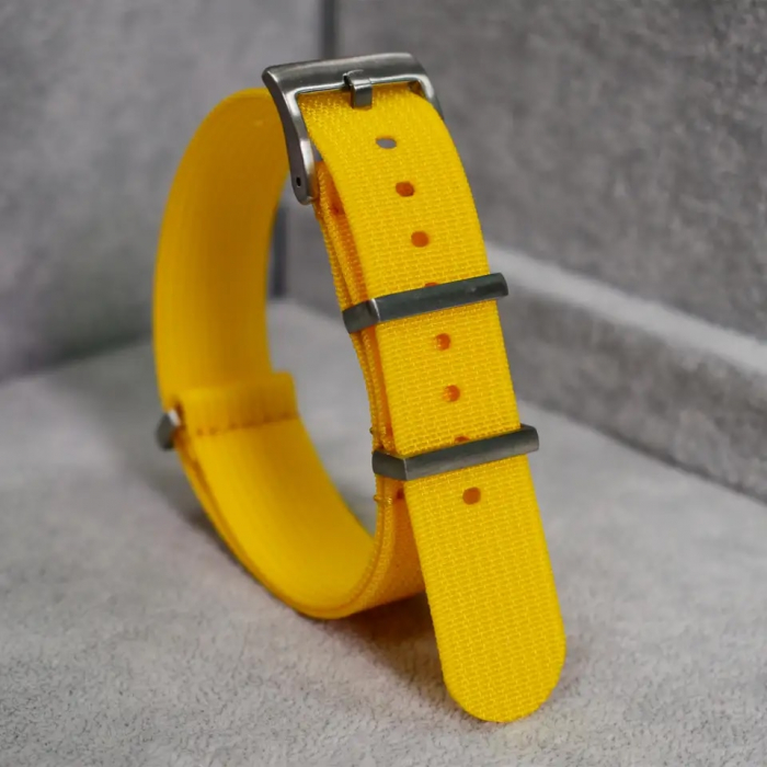 Curea ceas Nato Ribbed Nylon, Tienten, material textil, 22 mm, galben [5]