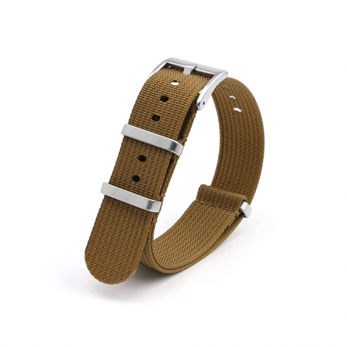 Curea ceas Nato Ribbed Nylon, Tienten, material textil, 22 mm, maro [2]