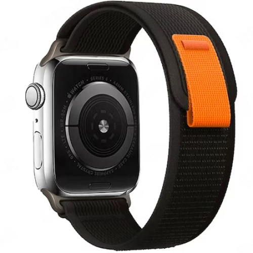 Curea nylon pentru Apple Watch, marime display: 38mm / 40mm / 41mm, model TT02, negru cu striatii gri [3]