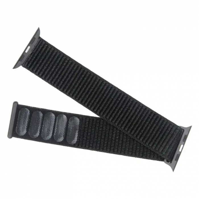 Curea nylon pentru Apple Watch, marime display: 42mm / 44mm / 45mm / 49mm, model TT01, negru [3]