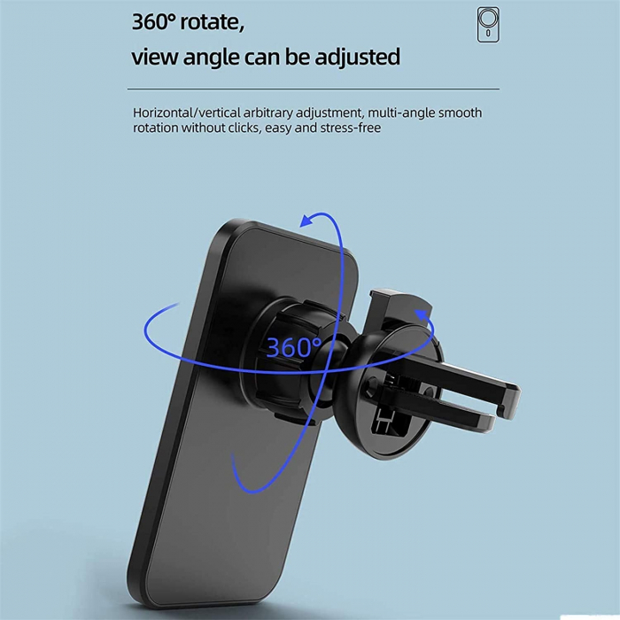 Incarcator auto magnetic wireless magsafe, incarcare rapida 15w, prindere grila aer [6]