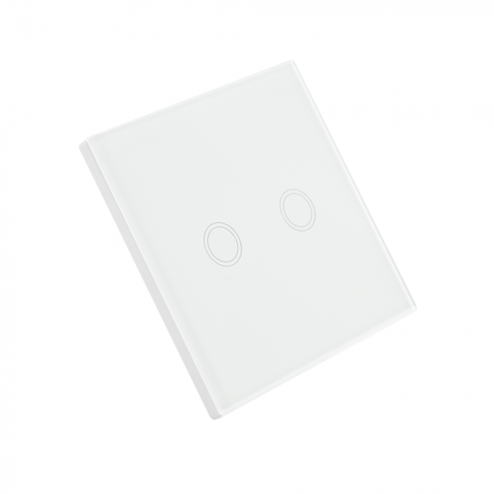 Intrerupator dublu cu touch PNI SH202 din sticla, alb cu LED indicator [4]