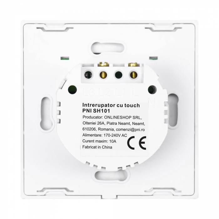 Intrerupator simplu cu touch PNI SH101 din sticla, alb cu LED indicator [2]