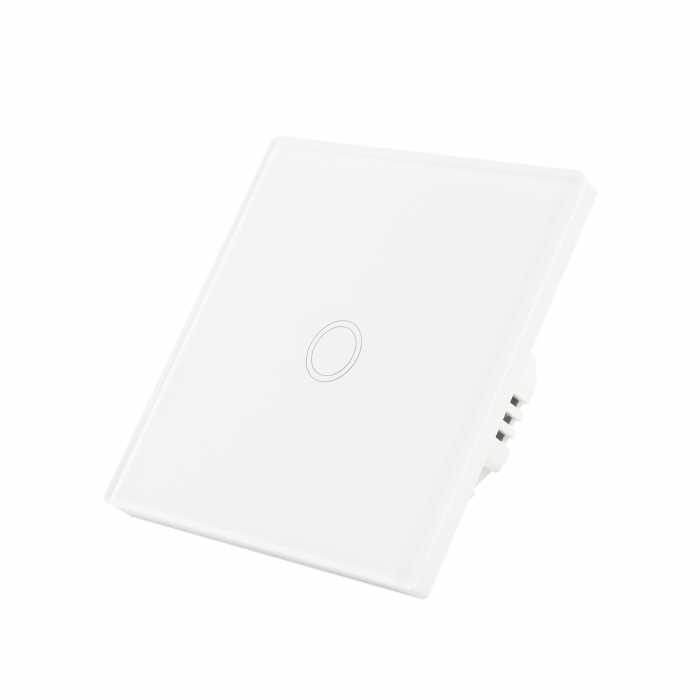 Intrerupator simplu cu touch PNI SH101 din sticla, alb cu LED indicator [3]