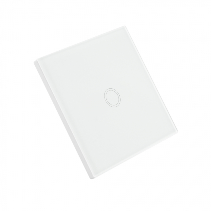 Intrerupator simplu cu touch PNI SH101 din sticla, alb cu LED indicator [4]