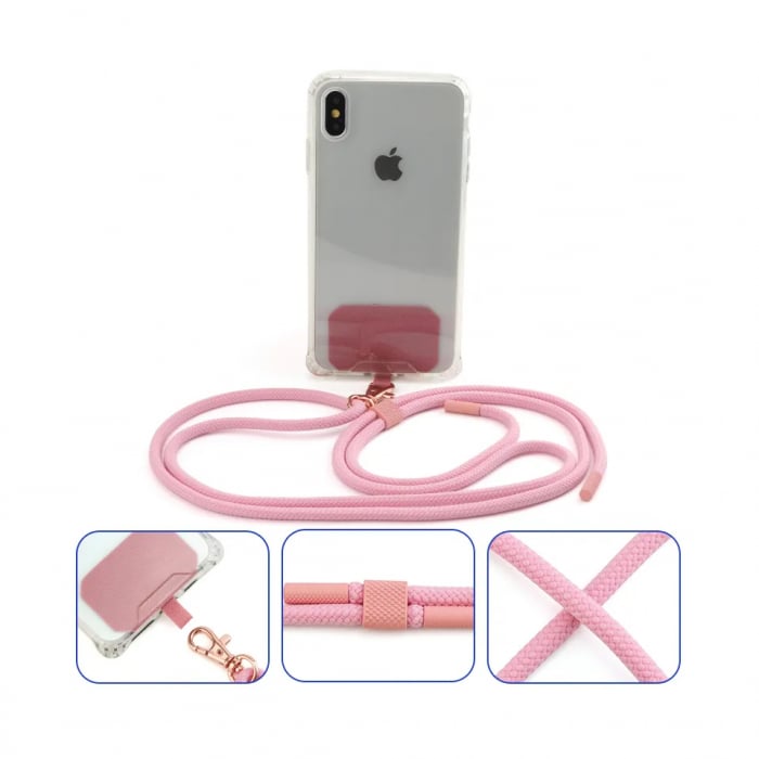 Snur/curea pentru telefon sau tableta, TIENTEN, universal, reglabil, roz [2]