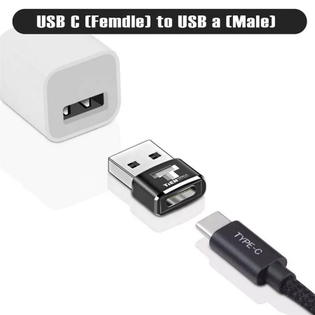 Adaptor OTG USB 2.0 la USB-C, Tienten, USB Type C, USB-A, negru [3]