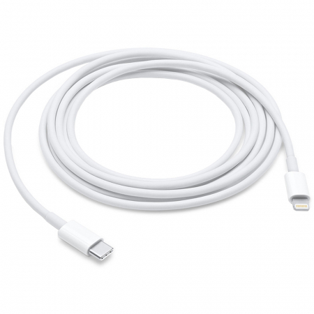 Cabluri de date - Cablu de incarcare si transfer de date USB-C la Lightning, 5V, 3A, 2m, Alb, TIENTEN