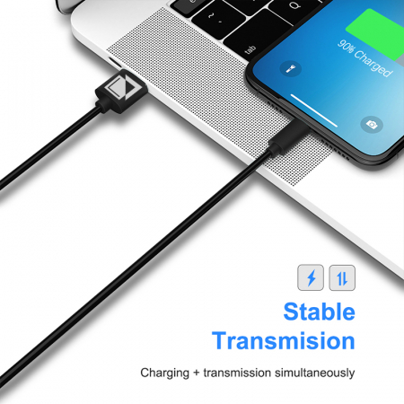 Cablu de incarcare si transfer de date USB la Lightning, 5V, 3A, 1m, Negru [3]