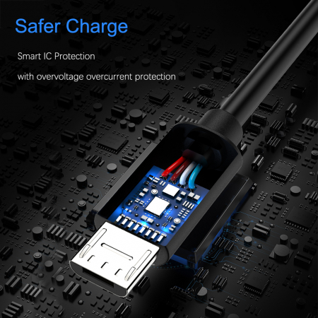 Cablu de incarcare si transfer de date USB la micro-USB, 5V, 3A, 1m, Negru [5]