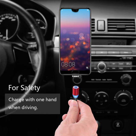 Cablu de incarcare magnetic 3 in 1 cu flux de lumina, conectori USB-C Micro-USB Lightning, 5V, 2A, 1m, rosu, TIENTEN [3]