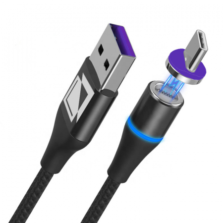 Cabluri de date - Cablu de incarcare si transfer de date magnetic USB-C, Super Charging, conector USB-C, pentru Huawei, 5V, 5A, 1m, negru, TIENTEN