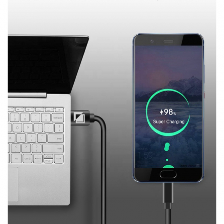 Cablu de incarcare si transfer de date USB la USB-C, Super Charging, 5V, 5A, 2m, negru, TIENTEN [3]