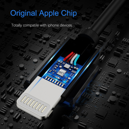 Cablu de incarcare si transfer de date USB la Lightning, 5V, 2A, 2m, negru, TIENTEN [5]