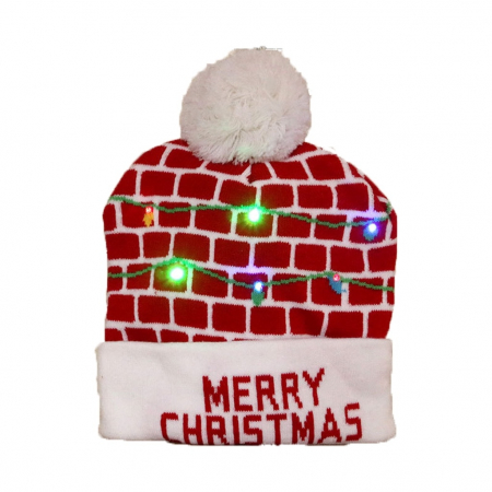 Sepci si caciuli - Caciula cu motiv de Craciun cu lumina LED, TIENTEN, unisex, marime universala, model TTC08