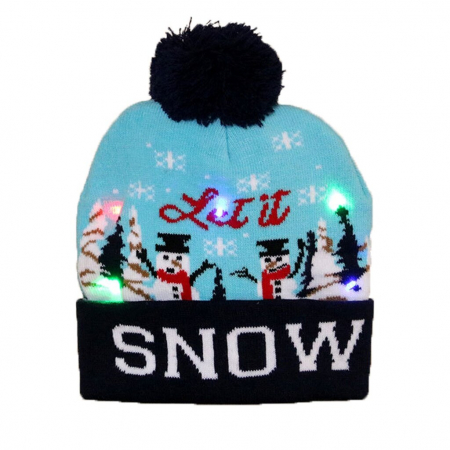 Sepci si caciuli - Caciula cu motiv de Craciun cu lumina LED, TIENTEN, unisex, marime universala, model TTC12