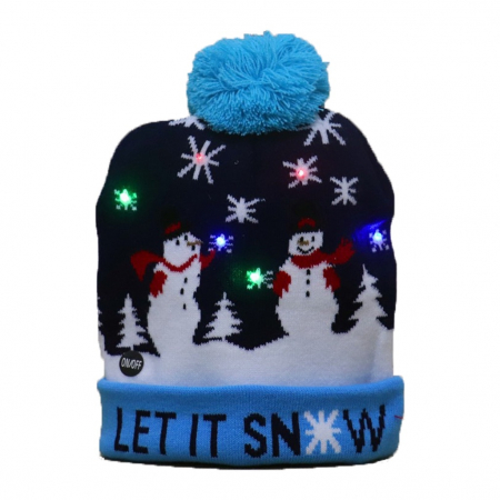 Sepci si caciuli - Caciula cu motiv de Craciun cu lumina LED, TIENTEN, unisex, marime universala, model TTC15